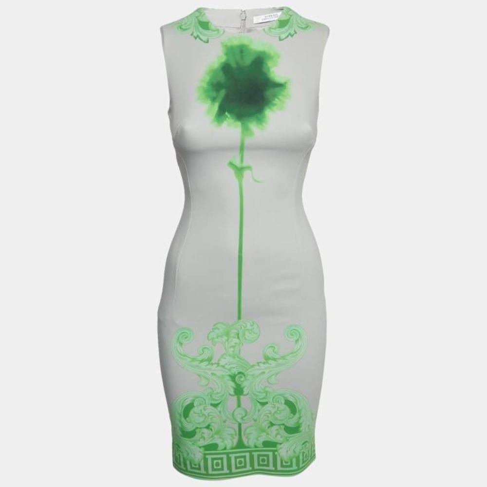 Versace Collection Elegant Green Floral Dress Size 6 US